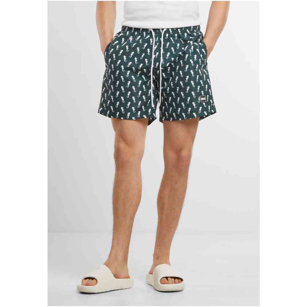 Urban Classics - Pattern Badehose - Dunkelgrün